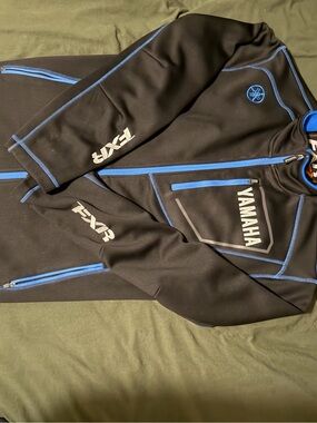 Yamaha Black Jacket with Blue Trim and Logo